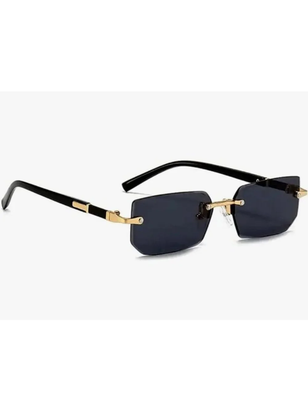 Rectangular Gradient Black/Grey Lens Sunglasses With Gold & Black Arms Unisex